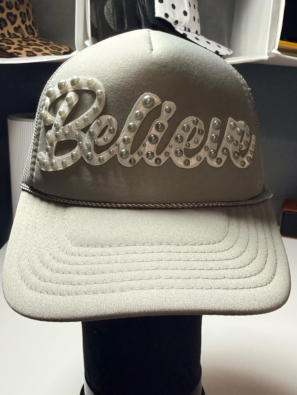 Silver “Believe” Embellished Trucker Cap